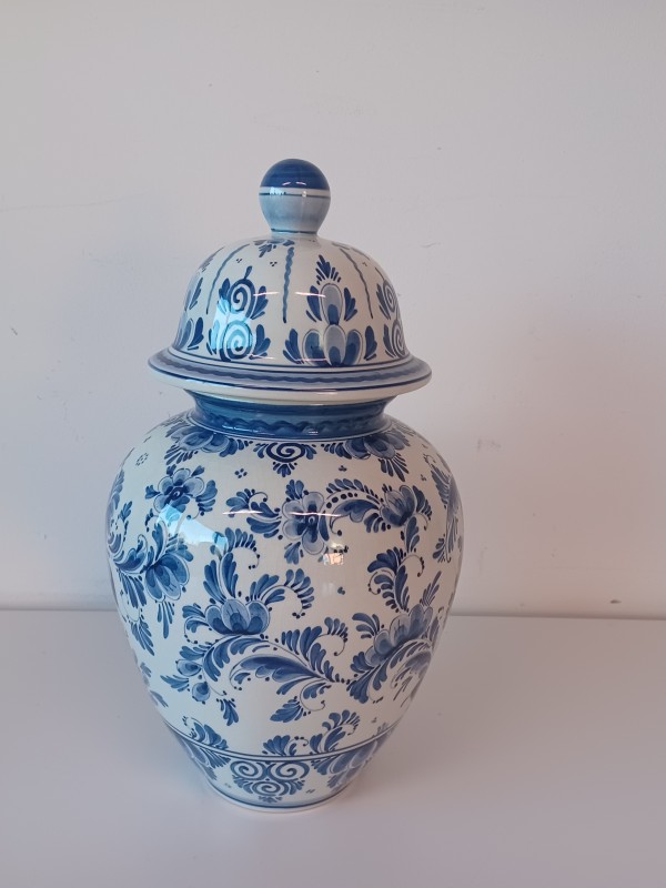 Zwakheid afgewerkt temperatuur Delfts blauwe vaas met deksel - De Kringwinkel