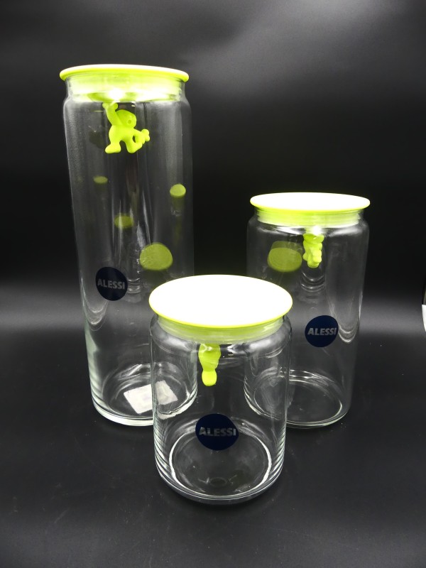 Nutteloos grip Moet 3 Glazen Potten met deksel - Groen - Alessi - De Kringwinkel