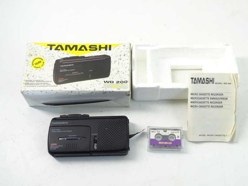 Vintage Tamashi WD 200 Micro Cassette Recorder, Dictaphone