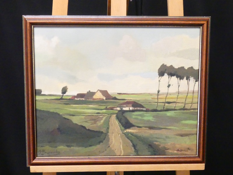 J. Bruyninckx - vintage schilderij – vlak landschap