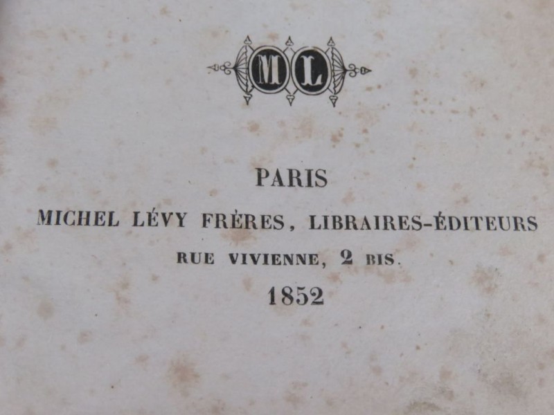 Franstalige roman derde druk 1852 "La dame aux Camélias"