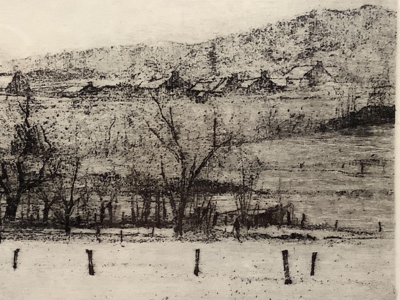 Ets winterlandschap door Antoon Bogaert (1979)