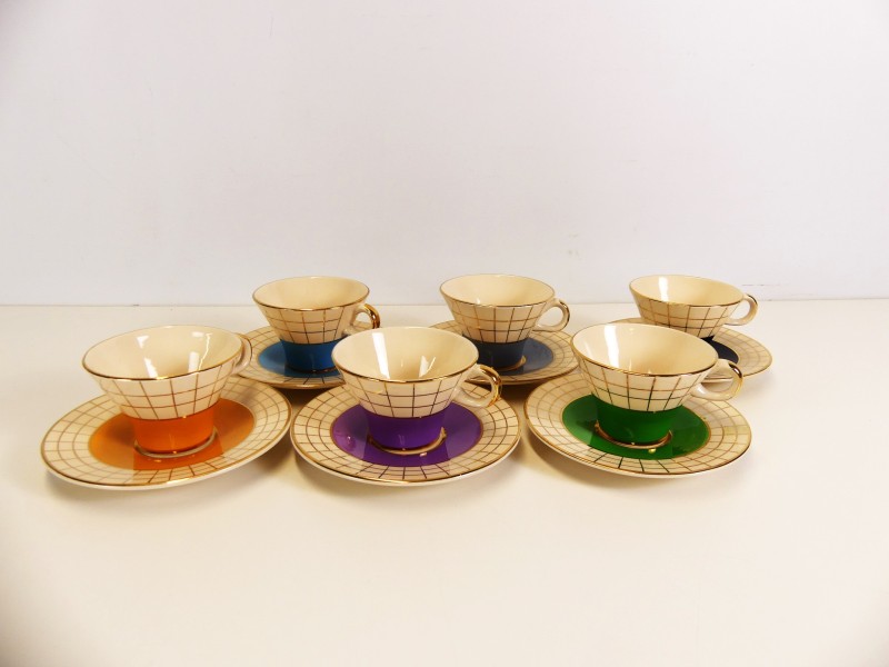 Vintage koffie/ontbijt servies - 6 personen