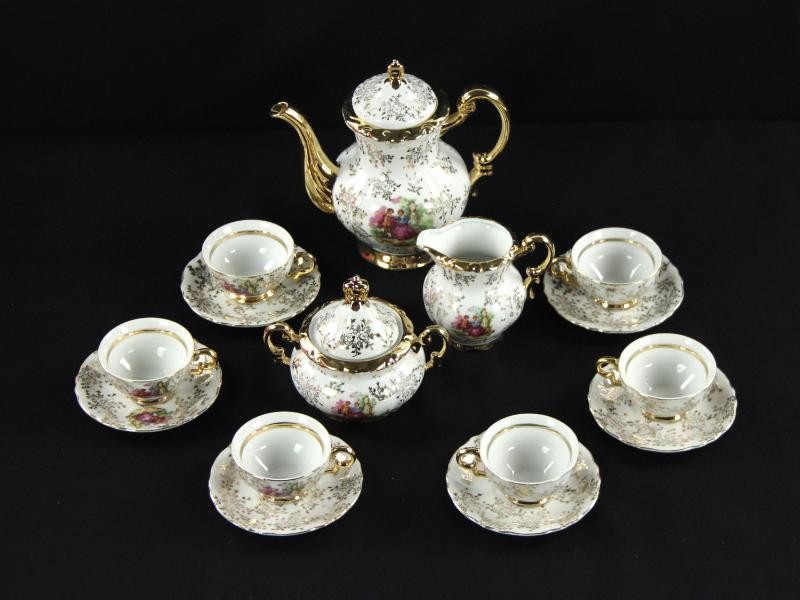 Victoriaans porseleinen thee set (6 pers)