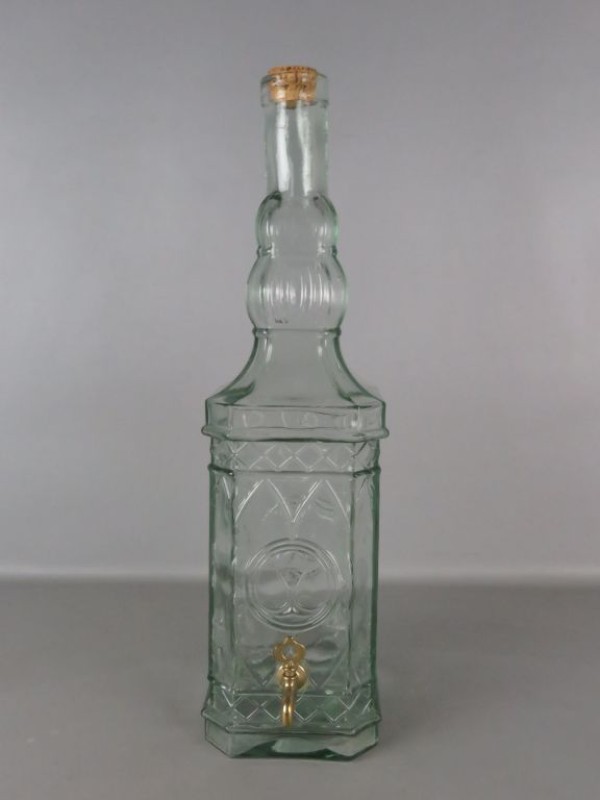 Grote vintage glazen drankdispenser H 60 cm