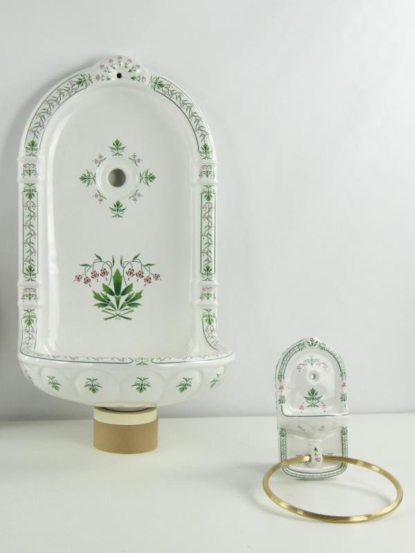 Prachtige romantisch beschilderde set (lavabo + spiegel, handdoek- en toiletrolhouder) - NIEUW