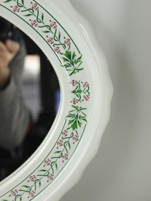 Prachtige romantisch beschilderde set (lavabo + spiegel, handdoek- en toiletrolhouder) - NIEUW