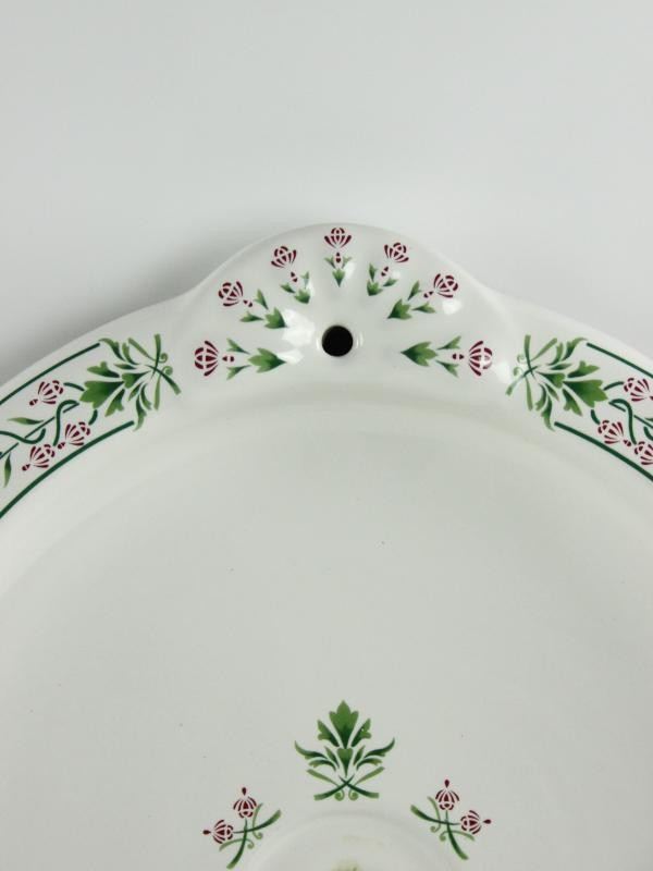 Prachtige romantisch beschilderde set (lavabo + spiegel, handdoek- en toiletrolhouder) - NIEUW