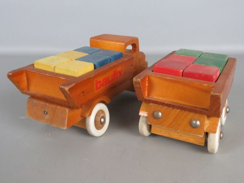 Vintage houten vrachtwagen "Baufix"