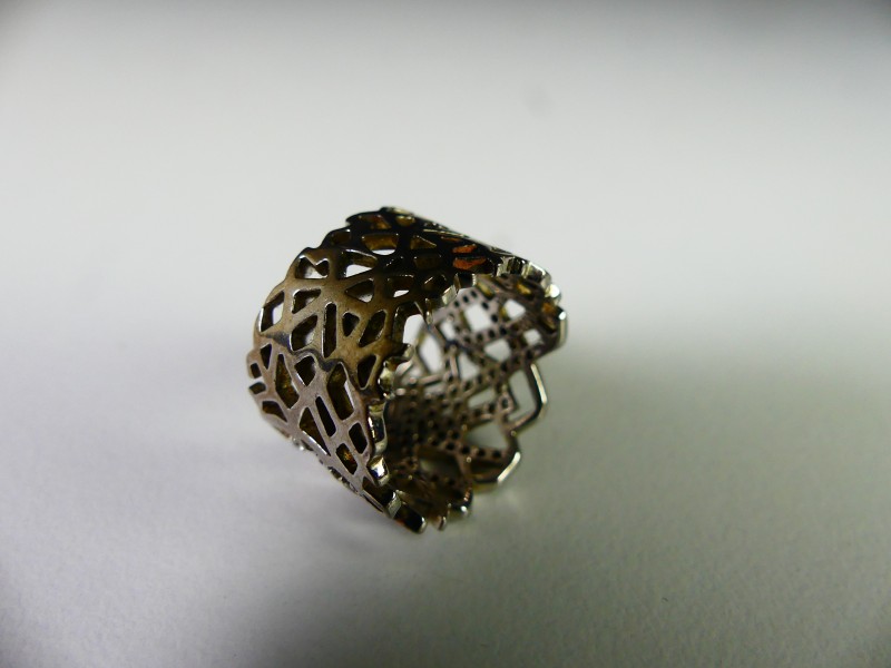 Vintage zilveren ring met strass streentjes