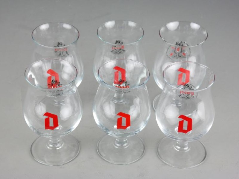 Set van zes Duvel bier glazen