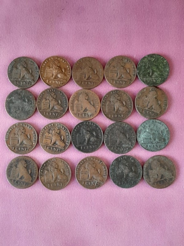 Lot van 20 Belgische 1 cent muntjes
