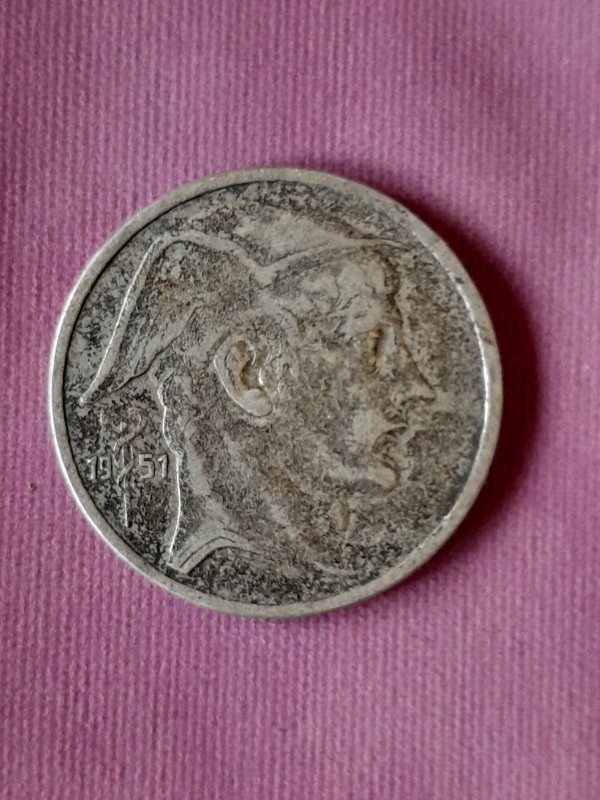 4 zilveren Belgische munten van 50FR