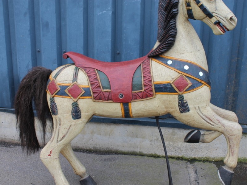 Antiek Imposant Carrousel Paard