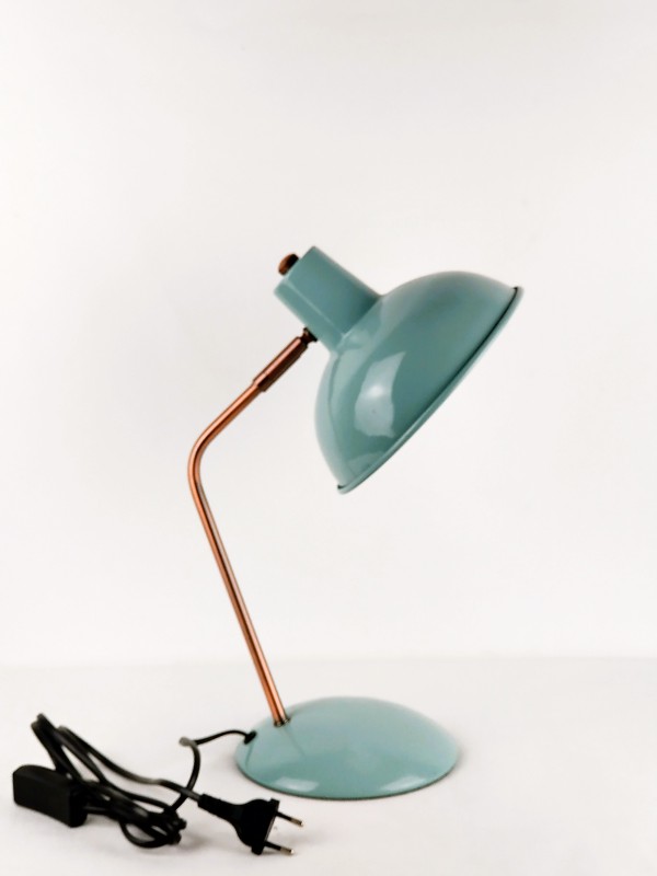 Vintage blauwe bureaulamp