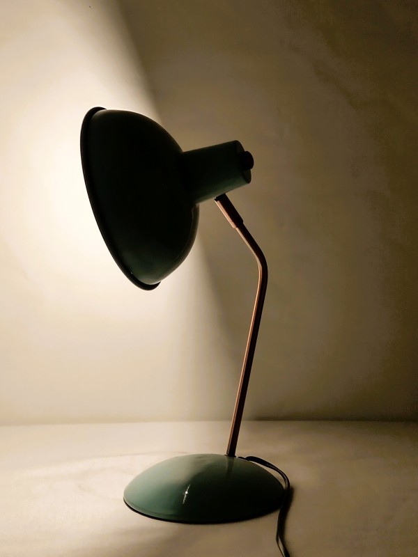 Vintage blauwe bureaulamp