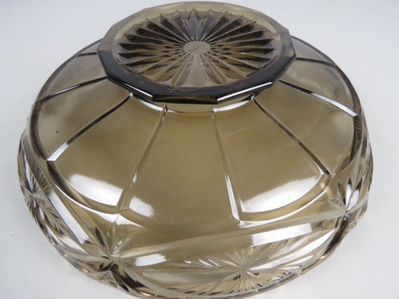 Art Deco fruitschaal in gerookt glas