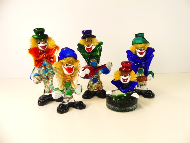 Lot clowns glazen beeldjes - Murano