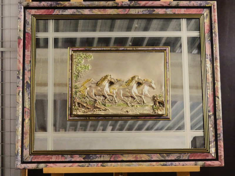Art Nouveau spiegelschilderij Reliëf met paarden