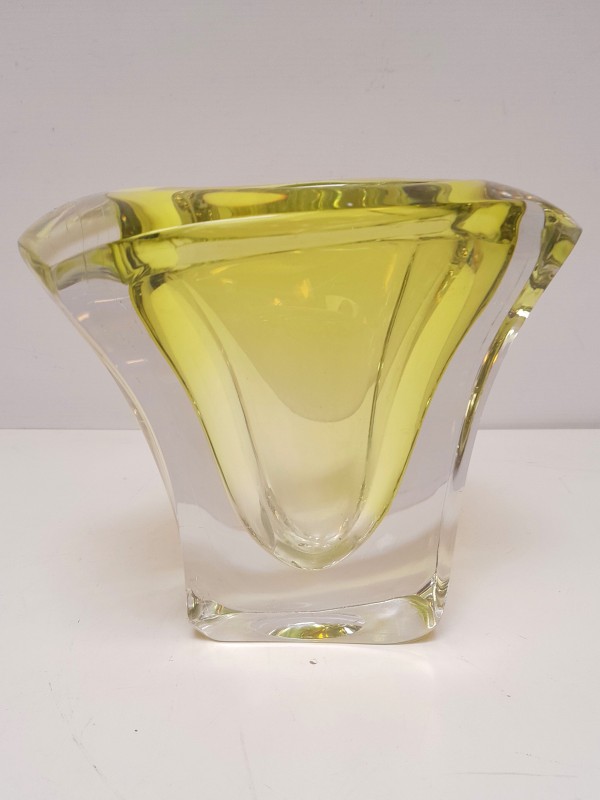 Gele kristallen jaren '50 vaas zonder markeringen