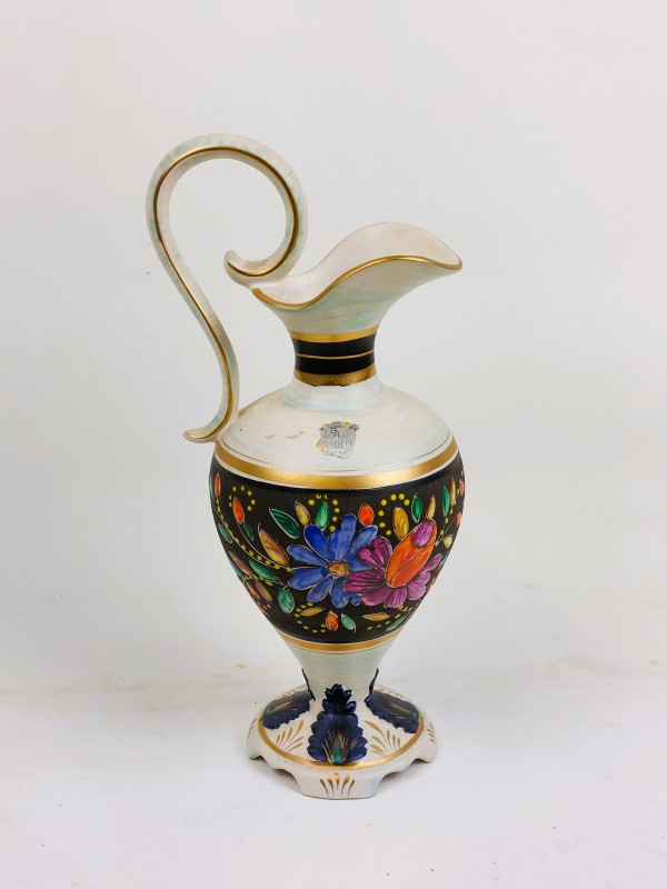Handbeschilderd kleurrijk amphora kruikje in keramiek