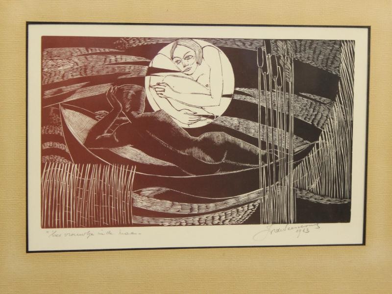 Grafiek "Het vrouwtje in de maan" (1963) - gesigneerd