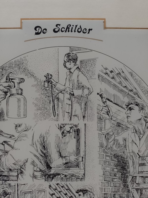 Glasgravure ' De schilder'