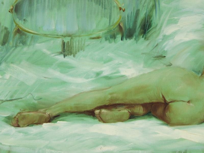 V. Verani schilderij jaren 70 vrouwelijk naakt