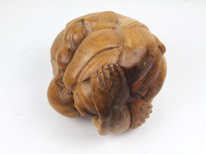 Houtsculptuur Yogiman -  Symbolisch boeddhabeeld
