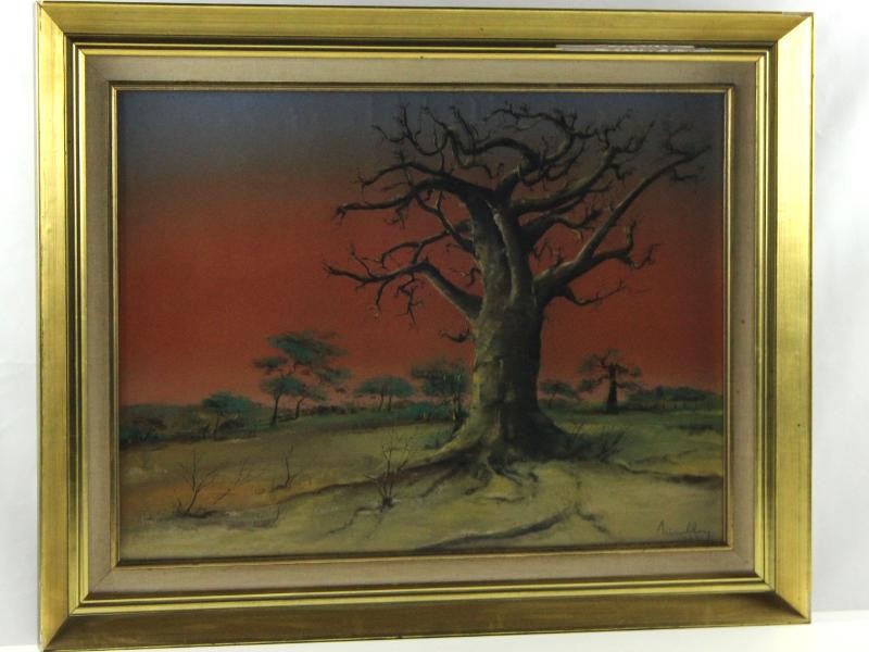 Schilderij Afrikaans landschap met baobab