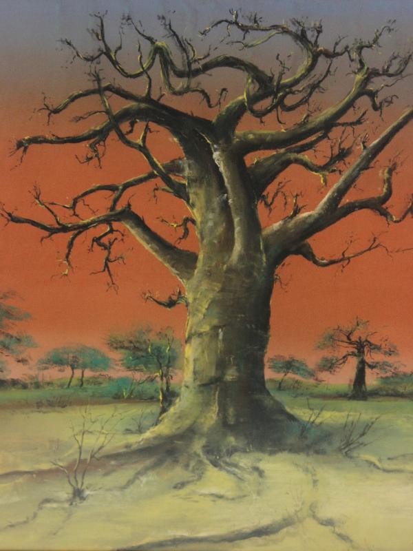 Schilderij Afrikaans landschap met baobab