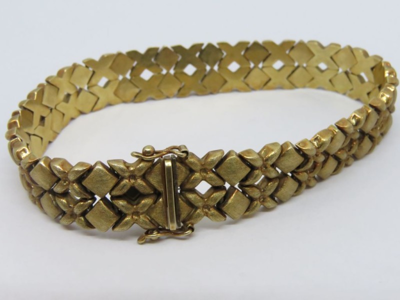 Brede schakel armband 14 K