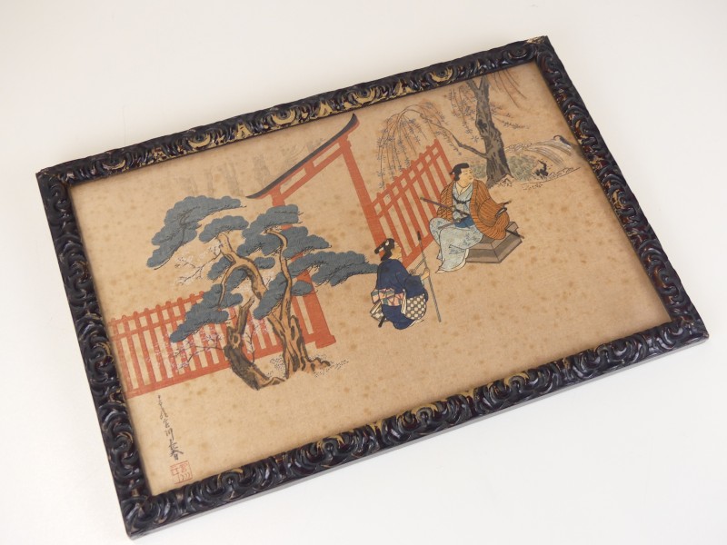 Antiek - 3 kleurendrukken van Japanse tekeningen – Interbellum of vroeger