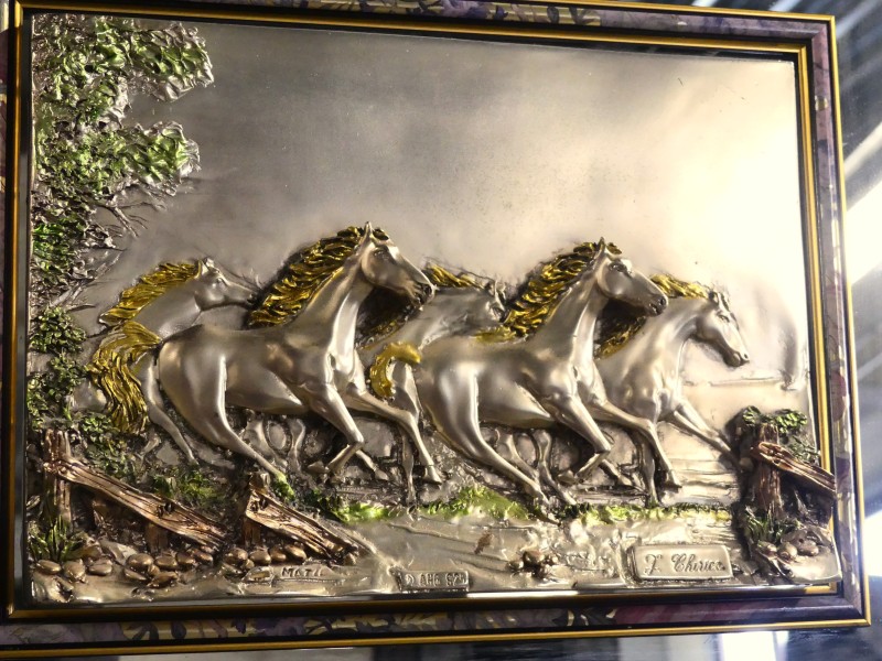 Art Nouveau spiegelschilderij Reliëf met paarden