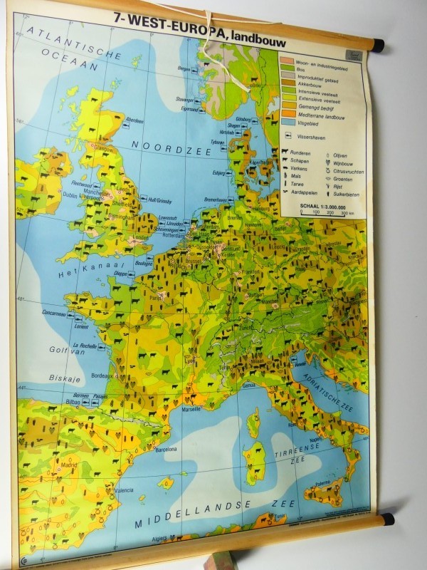 Vintage – Economie in West-Europa – 3 schoolkaarten - 1977