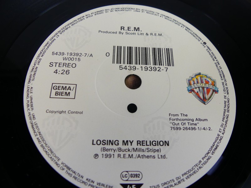 R.E.M. – Drive, Losing My Religion en Shiny Happy People. Vinyl 7"