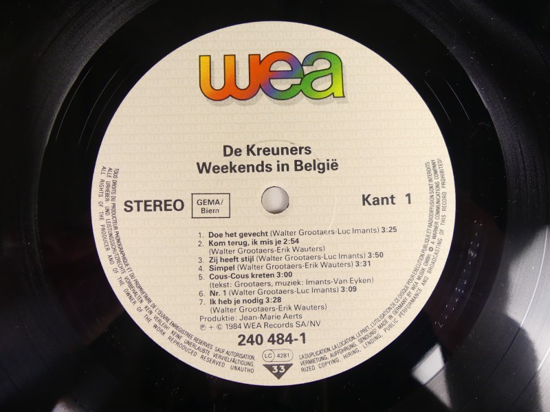 De Kreuners – Weekends In België. Vinyl LP