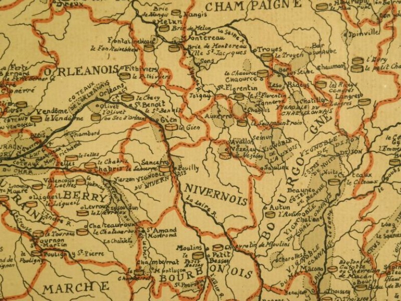 Oude map: kazen en wijngaarden
