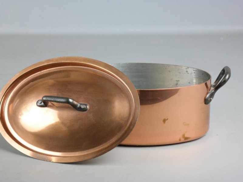 Kleine ovale koperen kookpot 2,2 kg