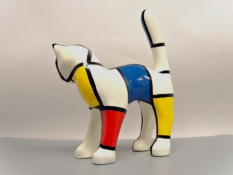 Kattenbeeld met Mondriaan patroon