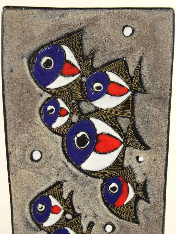 Keramische wandplaat Franco Rufinelli - vissen