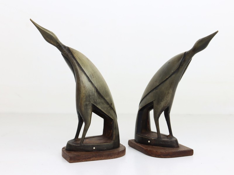 Set van twee vogels uit hout