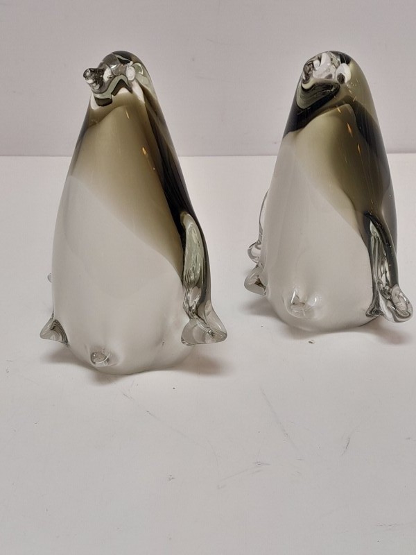 Lot van 3 glazen pinguins