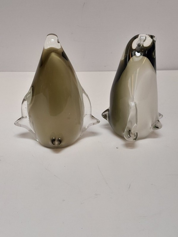 Lot van 3 glazen pinguins