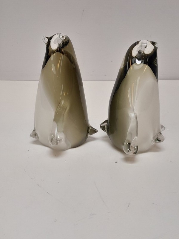 Lot van 3 glazen pinguins