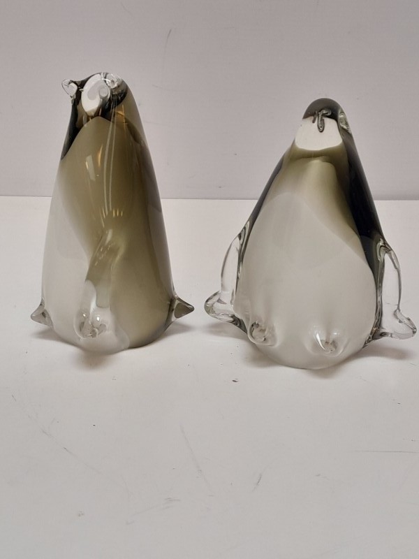 Lot van 3 glazen pinguins