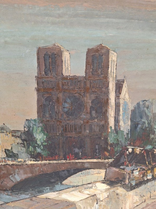 Olieverf schilderij van de Notre Dame in Parijs