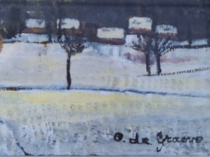 Gouache van een winterlandschap - O. De Graeve