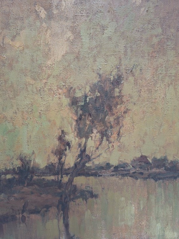 Olieverf schilderij van een rivierlandschap - Jacques Lieven Allaert