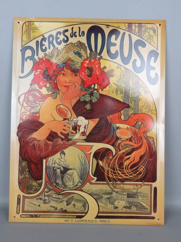 Vintage metalen reclamebord "Bières de la Meuse"